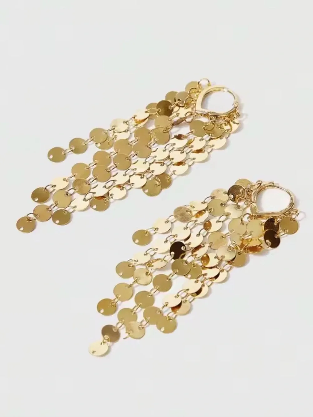 Gold Cascading Disc Hoop Earrings